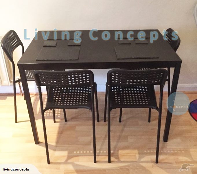 Ikea Black Dining Table 110x67cm, Ikea Black Dining Table Chairs